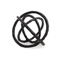 Lizy Sculpture Decor Set of 2 Interlocking Round Rings Black Cast Aluminium  - BM318932
