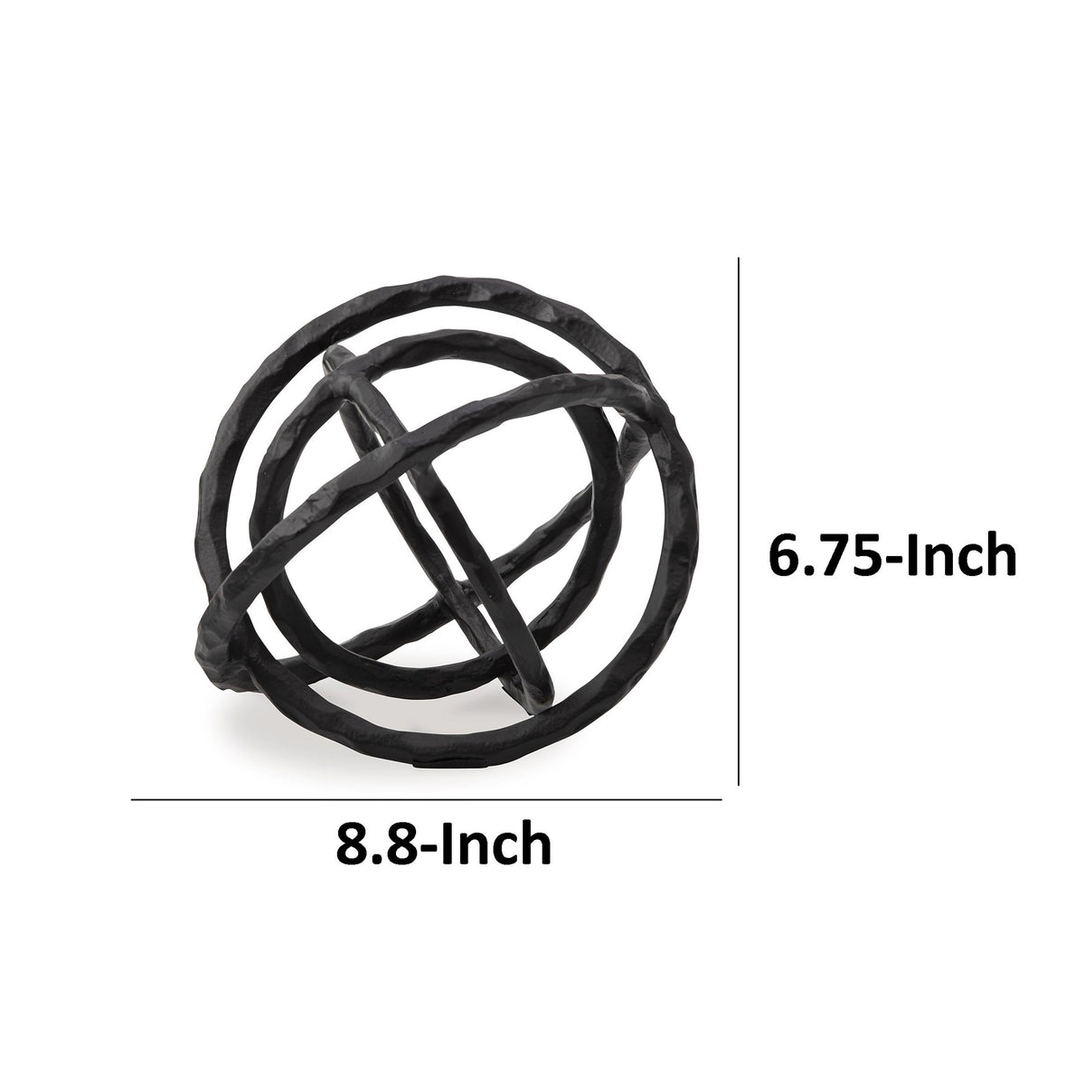 Lizy Sculpture Decor Set of 2 Interlocking Round Rings Black Cast Aluminium  - BM318932