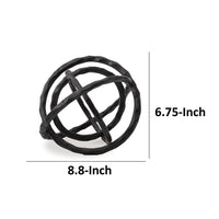 Lizy Sculpture Decor Set of 2 Interlocking Round Rings Black Cast Aluminium  - BM318932