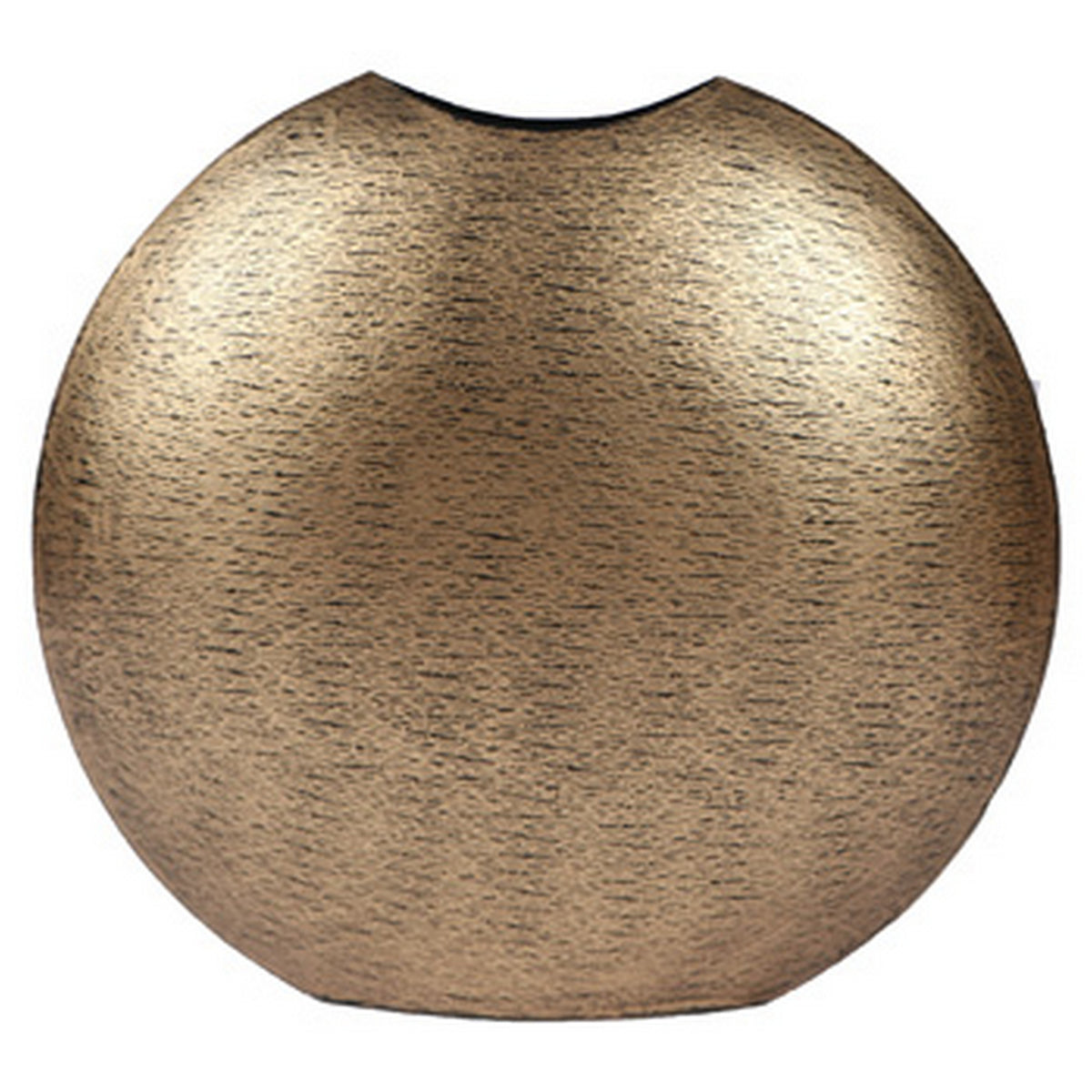 Bier Decor Vase, Curved Mouth, 16 Inch Round Metal Frame, Flat Base, Gold  - BM318936