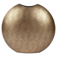 Bier Decor Vase, Curved Mouth, 16 Inch Round Metal Frame, Flat Base, Gold  - BM318936
