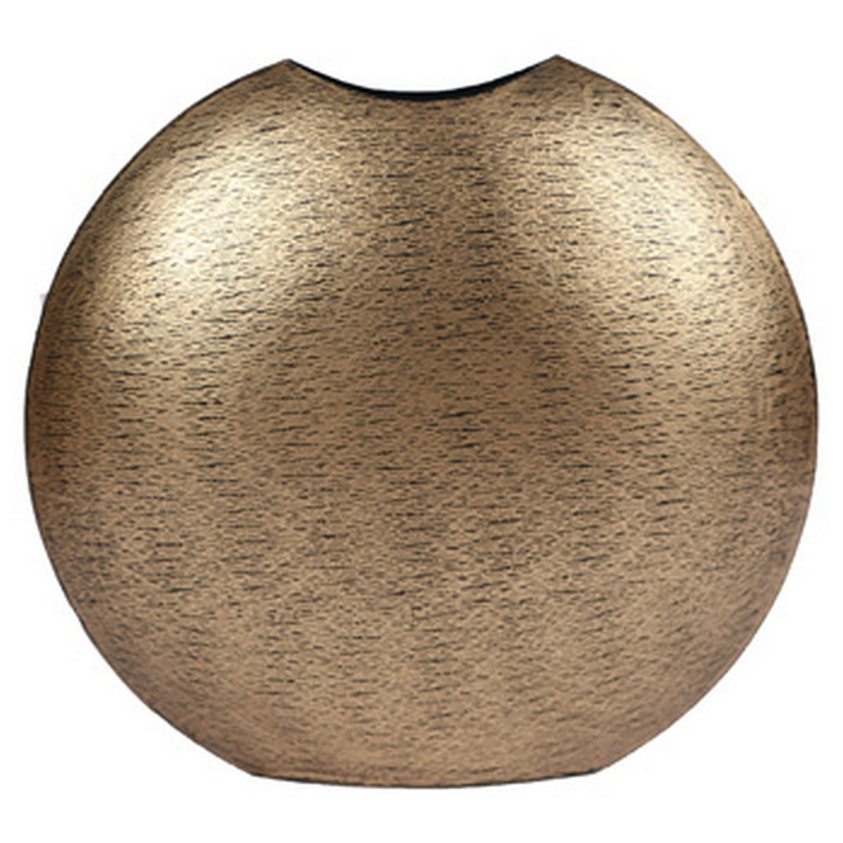 Bier Decor Vase, Curved Mouth, 16 Inch Round Metal Frame, Flat Base, Gold  - BM318936