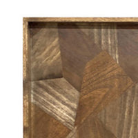 Hely Decorative Wood Tray, 27 Inch Square, Geometric Pattern, Brown Beige