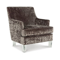 Gloria Accent Chair, Charcoal Brown Polyester Crushed Velvet, Clear Acrylic  - BM318941