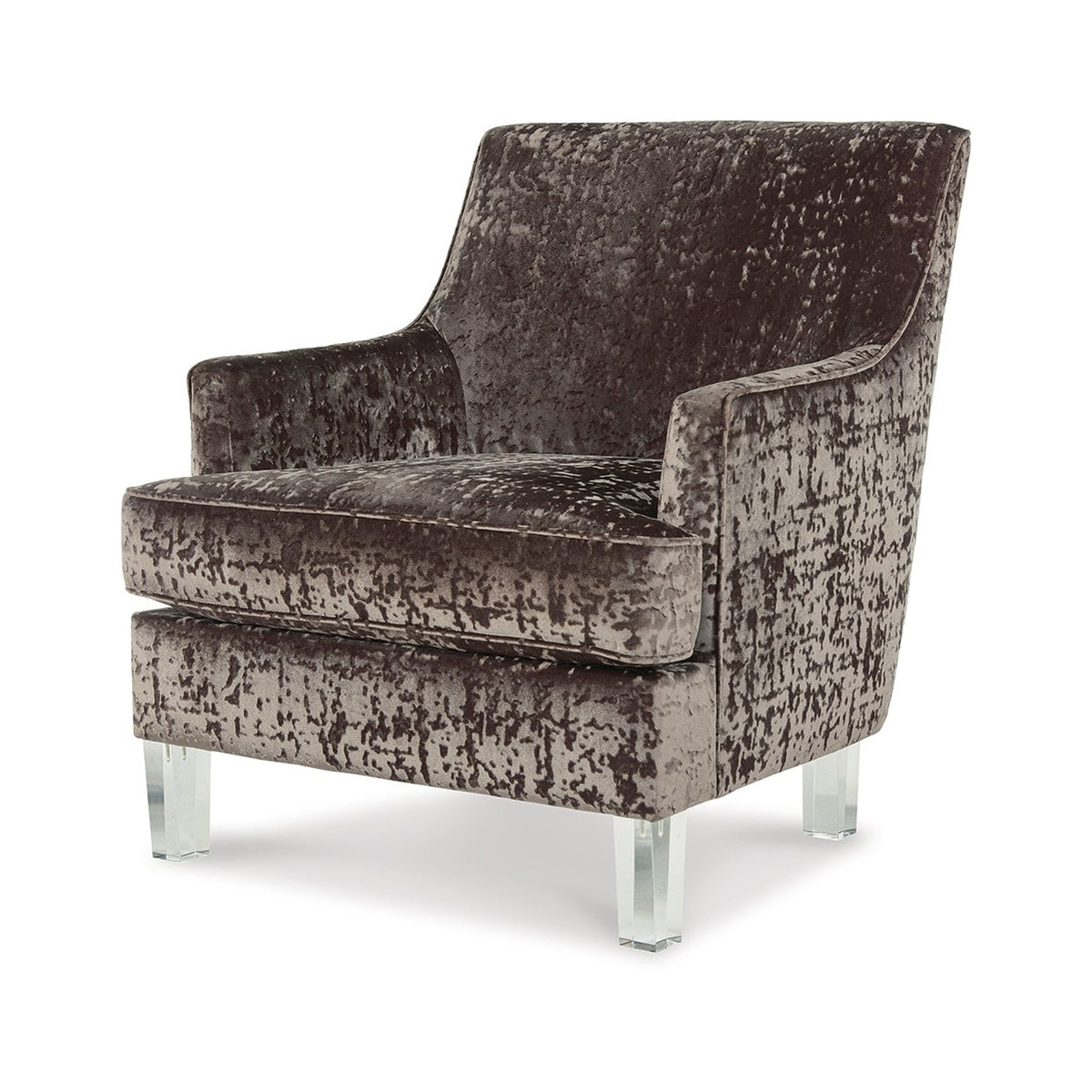 Gloria Accent Chair, Charcoal Brown Polyester Crushed Velvet, Clear Acrylic  - BM318941