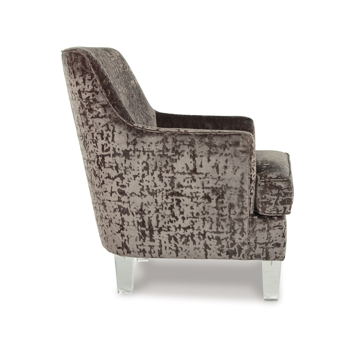 Gloria Accent Chair, Charcoal Brown Polyester Crushed Velvet, Clear Acrylic  - BM318941