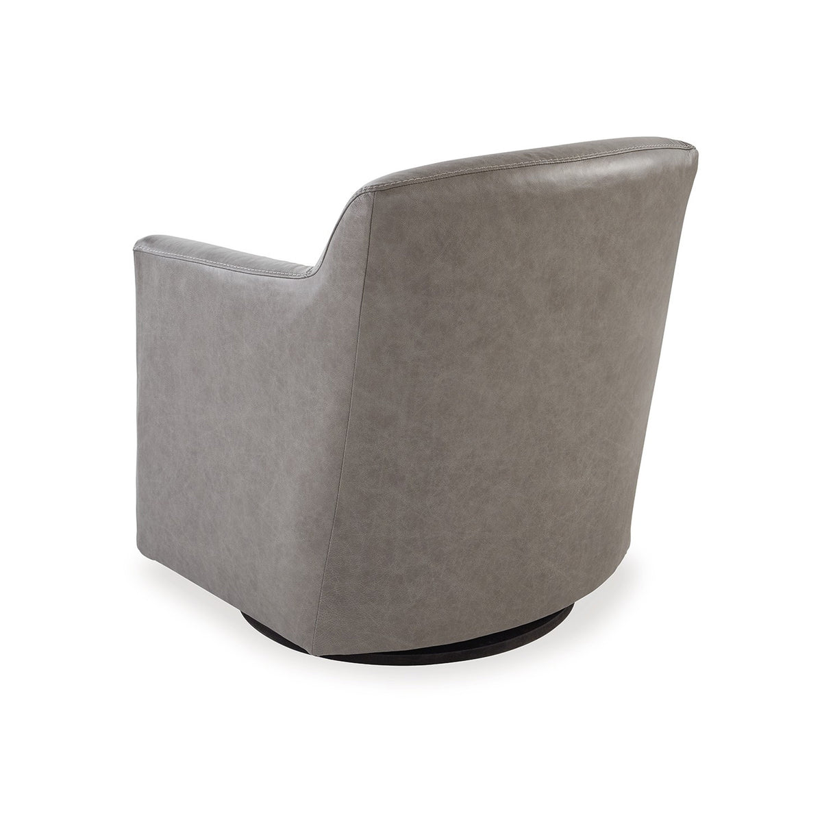 Leena Swivel Accent Chair, Plush Gray Genuine and Faux Leather, Black Metal  - BM318956