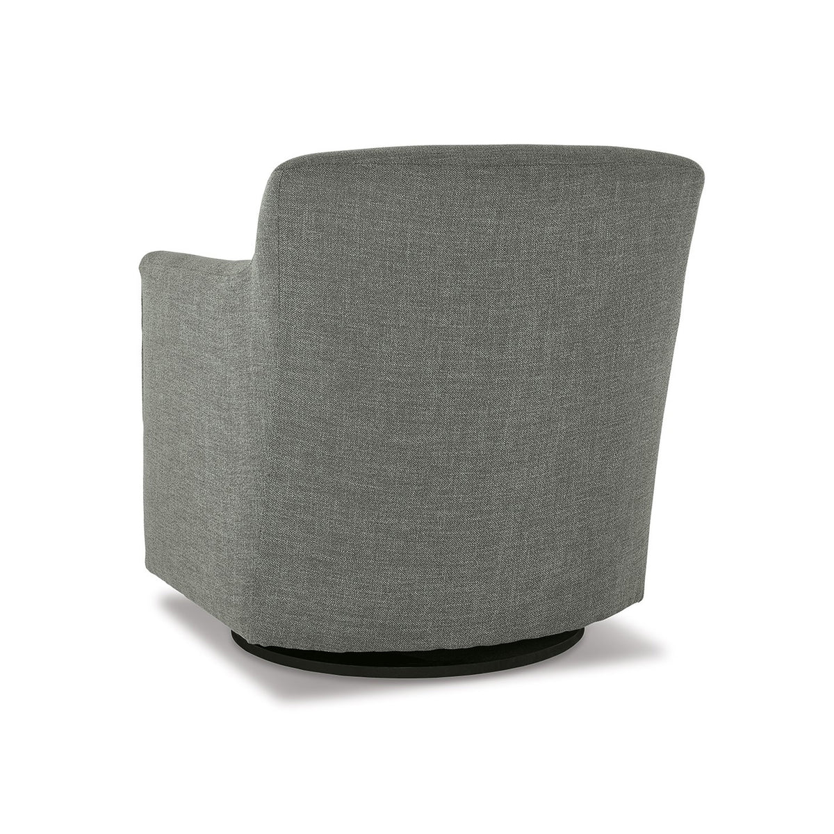 Leena Swivel Accent Chair, Gray Polyester, Shelter Style Arms, Black Wood  - BM318957