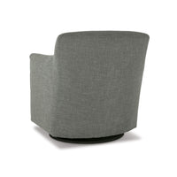 Leena Swivel Accent Chair, Gray Polyester, Shelter Style Arms, Black Wood  - BM318957
