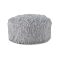 Lacey Oversized Accent Ottoman, Light Gray Faux Fur, Soft Cushion, 39 Inch  - BM318959