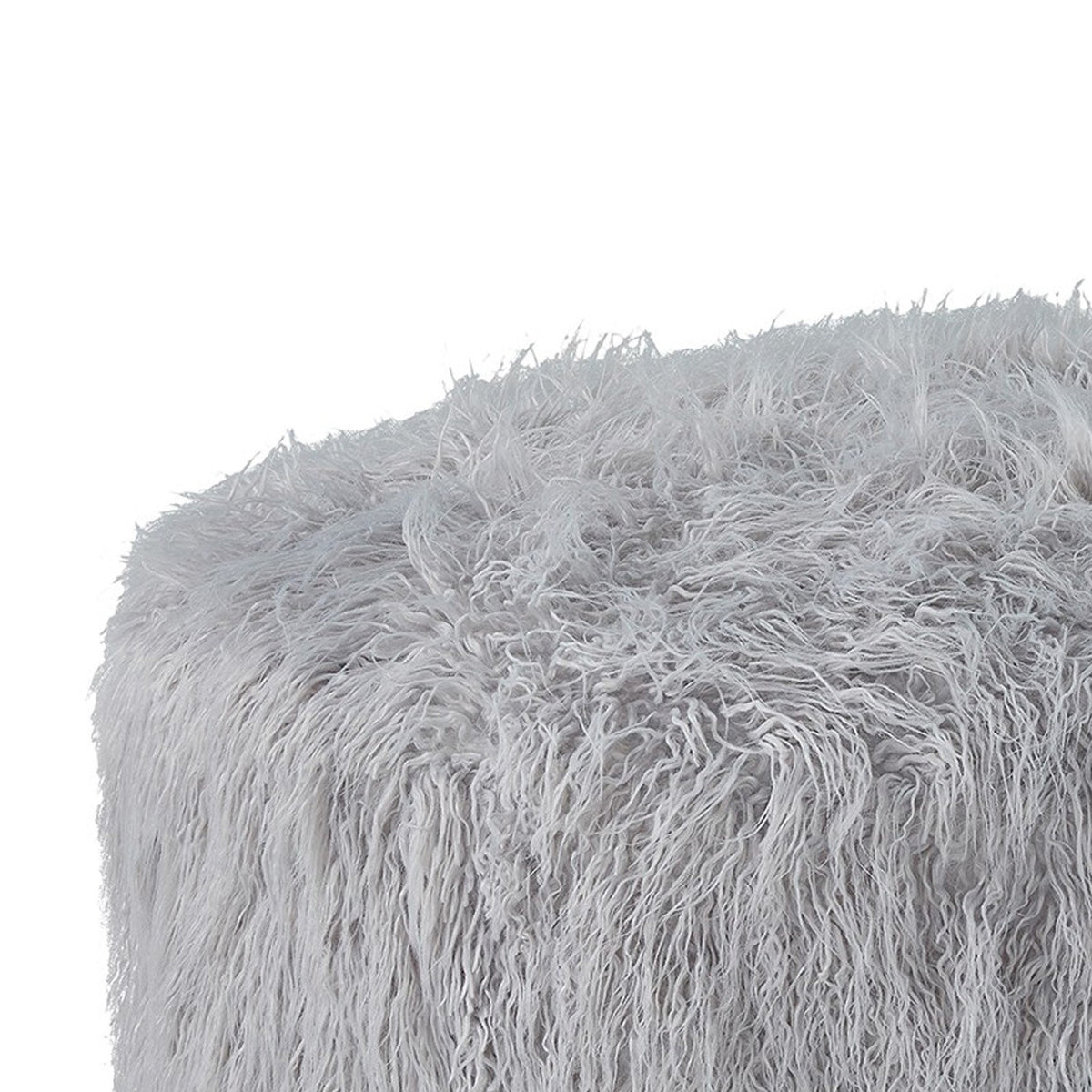 Lacey Oversized Accent Ottoman, Light Gray Faux Fur, Soft Cushion, 39 Inch  - BM318959