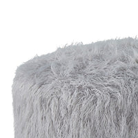 Lacey Oversized Accent Ottoman, Light Gray Faux Fur, Soft Cushion, 39 Inch  - BM318959