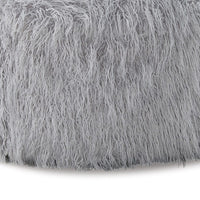 Lacey Oversized Accent Ottoman, Light Gray Faux Fur, Soft Cushion, 39 Inch  - BM318959
