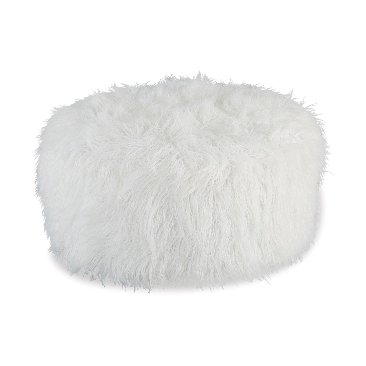 Lacey Oversized Accent Ottoman, White Faux Fur, Soft Cushion, 39 Inch  - BM318960