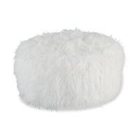 Lacey Oversized Accent Ottoman, White Faux Fur, Soft Cushion, 39 Inch  - BM318960