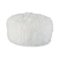 Lacey Oversized Accent Ottoman, White Faux Fur, Soft Cushion, 39 Inch  - BM318960