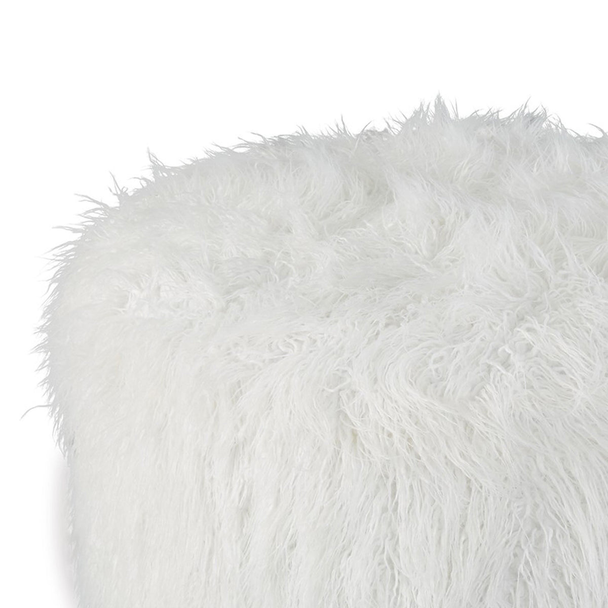 Lacey Oversized Accent Ottoman, White Faux Fur, Soft Cushion, 39 Inch  - BM318960