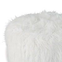 Lacey Oversized Accent Ottoman, White Faux Fur, Soft Cushion, 39 Inch  - BM318960