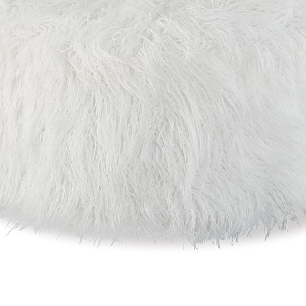 Lacey Oversized Accent Ottoman, White Faux Fur, Soft Cushion, 39 Inch  - BM318960
