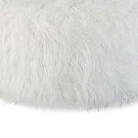 Lacey Oversized Accent Ottoman, White Faux Fur, Soft Cushion, 39 Inch  - BM318960