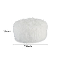 Lacey Oversized Accent Ottoman, White Faux Fur, Soft Cushion, 39 Inch  - BM318960