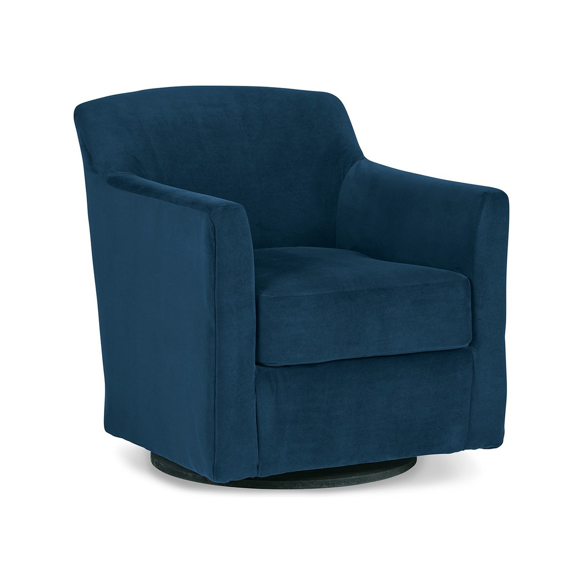 Leena Swivel Accent Chair, Blue Velvet, Shelter Style Arms, Black Wood  - BM318965