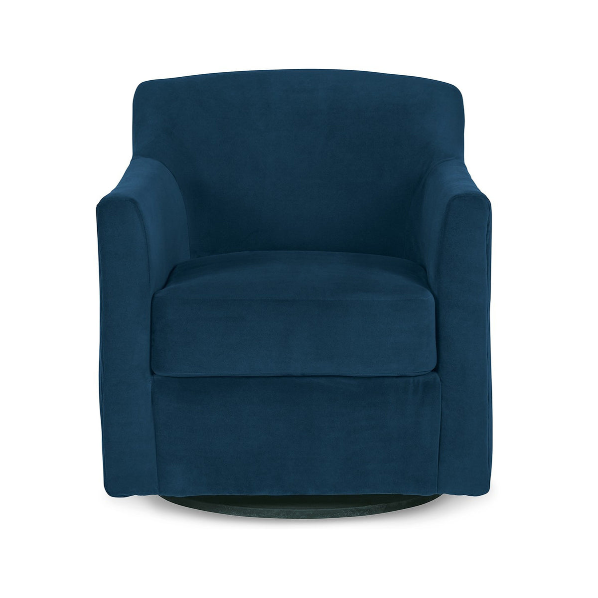 Leena Swivel Accent Chair, Blue Velvet, Shelter Style Arms, Black Wood  - BM318965