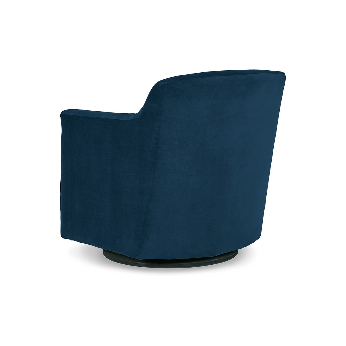 Leena Swivel Accent Chair, Blue Velvet, Shelter Style Arms, Black Wood  - BM318965