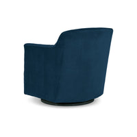 Leena Swivel Accent Chair, Blue Velvet, Shelter Style Arms, Black Wood  - BM318965