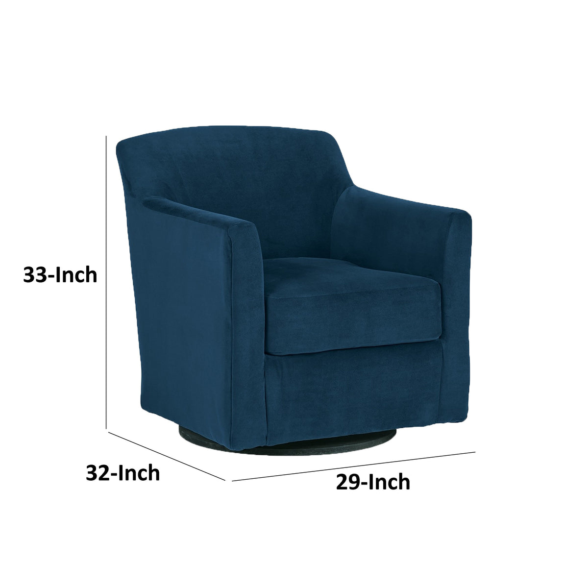 Leena Swivel Accent Chair, Blue Velvet, Shelter Style Arms, Black Wood  - BM318965