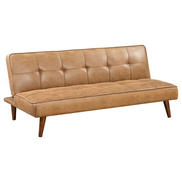 Sena Futon Convertible Sofa Bed Sleeper Couch, Light Brown Faux Leather  - BM318970