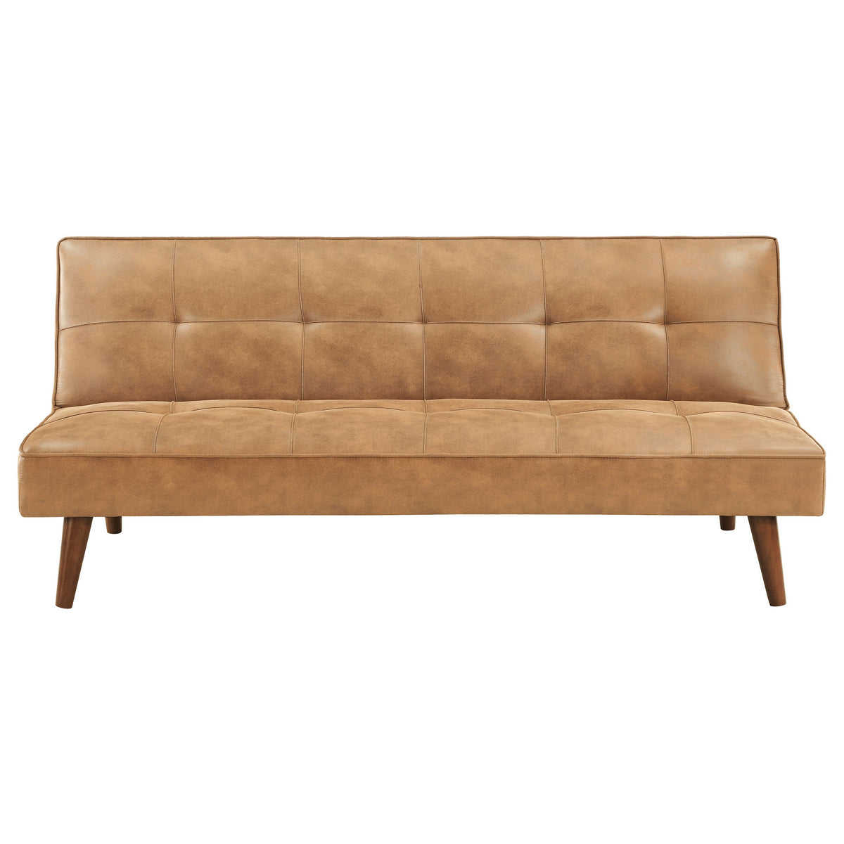 Sena Futon Convertible Sofa Bed Sleeper Couch, Light Brown Faux Leather  - BM318970