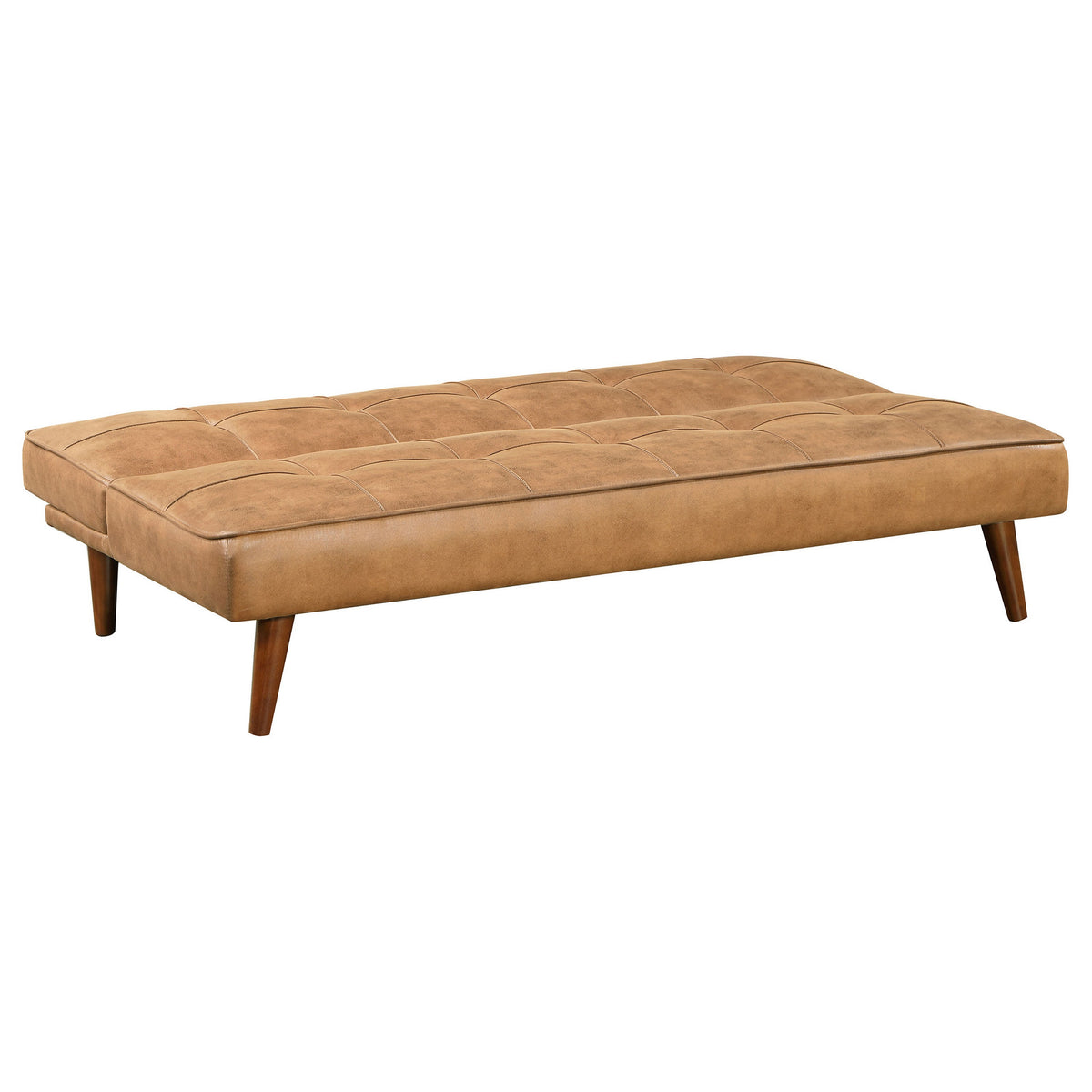 Sena Futon Convertible Sofa Bed Sleeper Couch, Light Brown Faux Leather  - BM318970