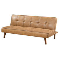 Sena Futon Convertible Sofa Bed Sleeper Couch, Light Brown Faux Leather  - BM318970