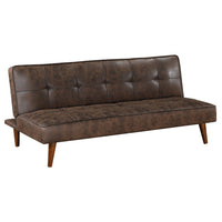 Sena Futon Convertible Sofa Bed Sleeper Couch, Dark Brown Faux Leather  - BM318971