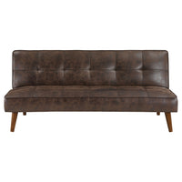 Sena Futon Convertible Sofa Bed Sleeper Couch, Dark Brown Faux Leather  - BM318971