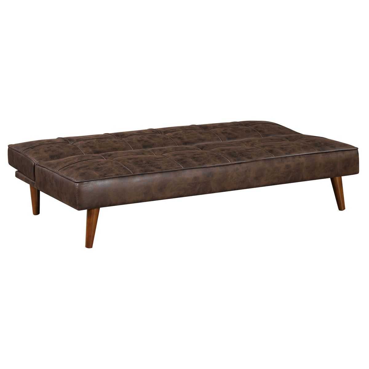 Sena Futon Convertible Sofa Bed Sleeper Couch, Dark Brown Faux Leather  - BM318971