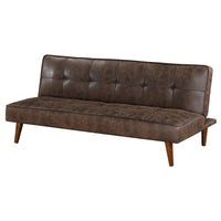 Sena Futon Convertible Sofa Bed Sleeper Couch, Dark Brown Faux Leather  - BM318971