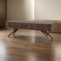 Simi TV Media Entertainment Console, Rectangular 71 Inch, Walnut Brown Wood  - BM318973