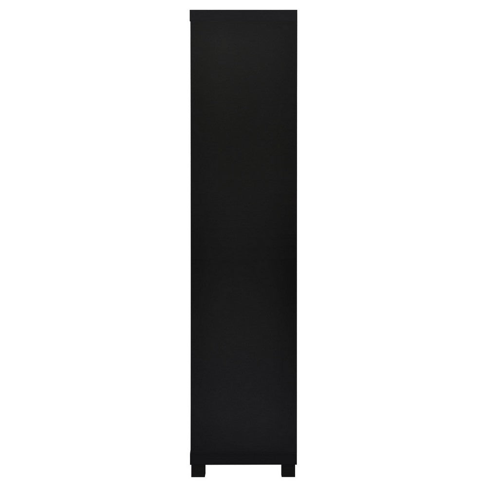 Janice Media Tower Bookcase, 3 Shelves, 1 Storage Cabinet,  Black Finish - BM318976
