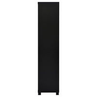 Janice Media Tower Bookcase, 3 Shelves, 1 Storage Cabinet,  Black Finish - BM318976