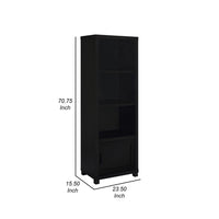 Janice Media Tower Bookcase, 3 Shelves, 1 Storage Cabinet,  Black Finish - BM318976