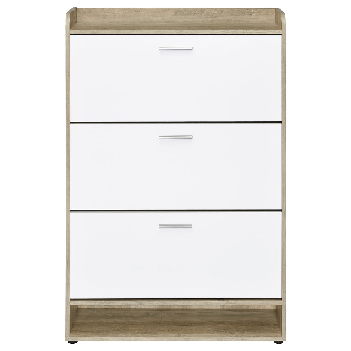 Danny Shoe Storage Cabinet, 3 Tiered, Bottom Shelf, Antiqued White Pine  - BM318982