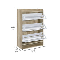 Danny Shoe Storage Cabinet, 3 Tiered, Bottom Shelf, Antiqued White Pine  - BM318982