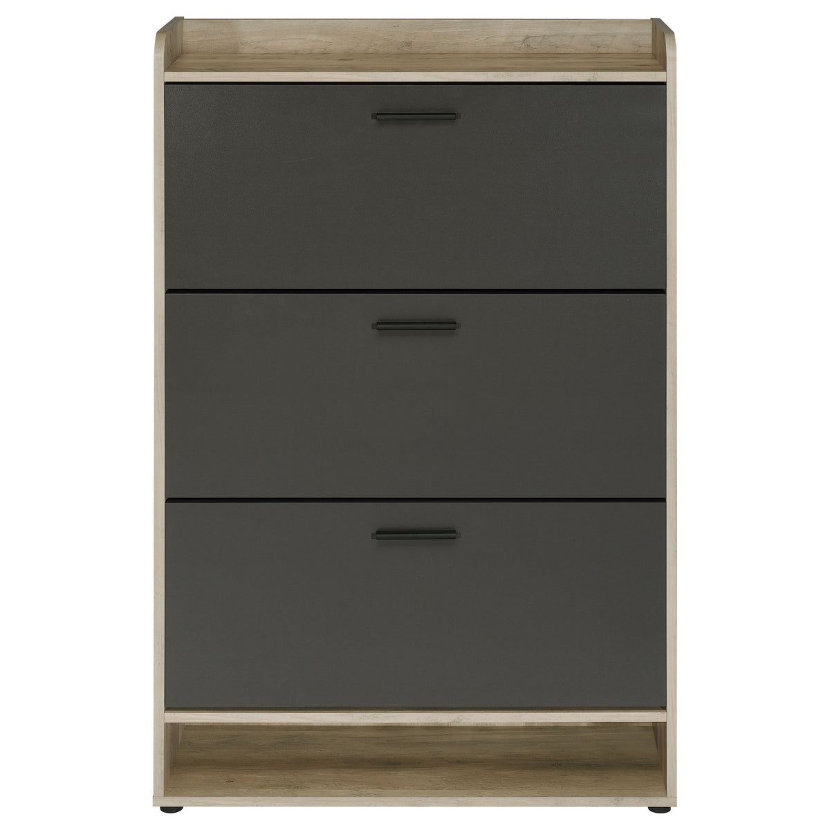 Danny Shoe Storage Cabinet, 3 Tiered, Bottom Shelf, Antiqued Gray Pine  - BM318983