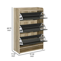 Danny Shoe Storage Cabinet, 3 Tiered, Bottom Shelf, Antiqued Gray Pine  - BM318983
