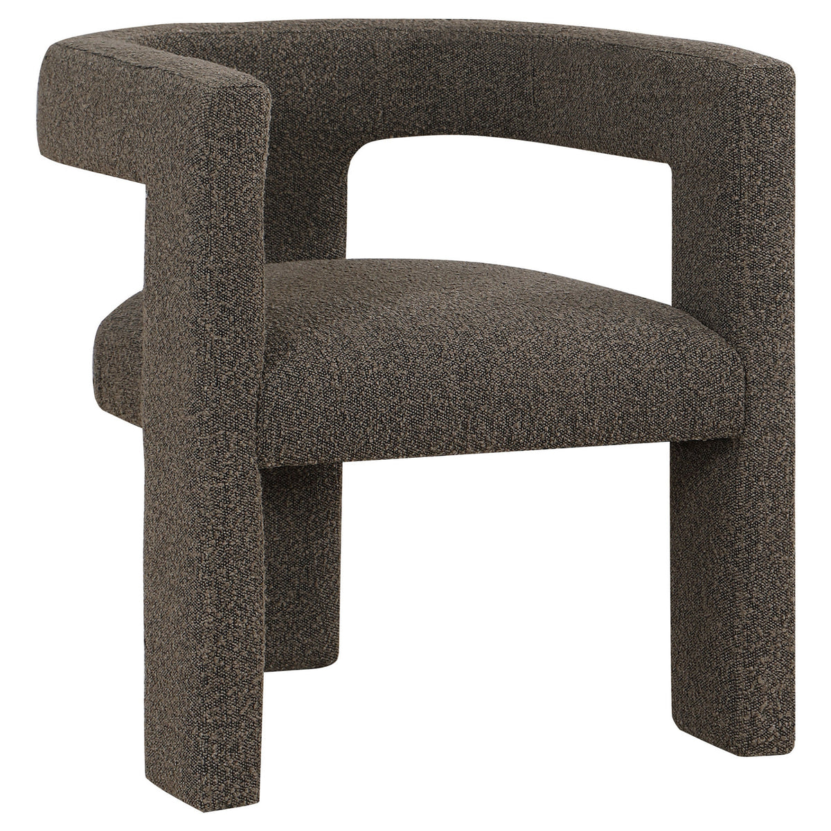 Hellen Accent Side Chair, Fully Upholstered Chocolate Brown Boucle Fabric  - BM318984