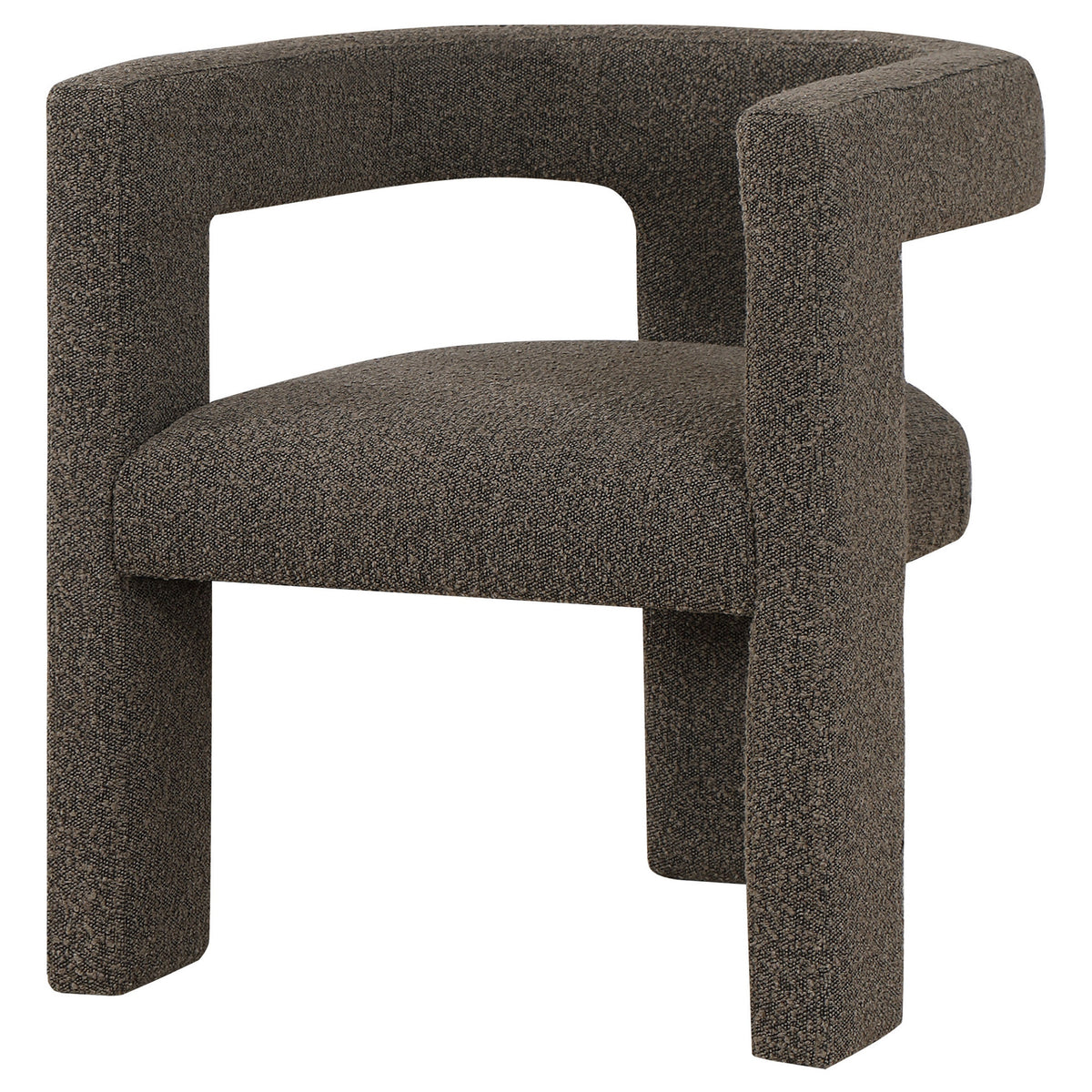 Hellen Accent Side Chair, Fully Upholstered Chocolate Brown Boucle Fabric  - BM318984
