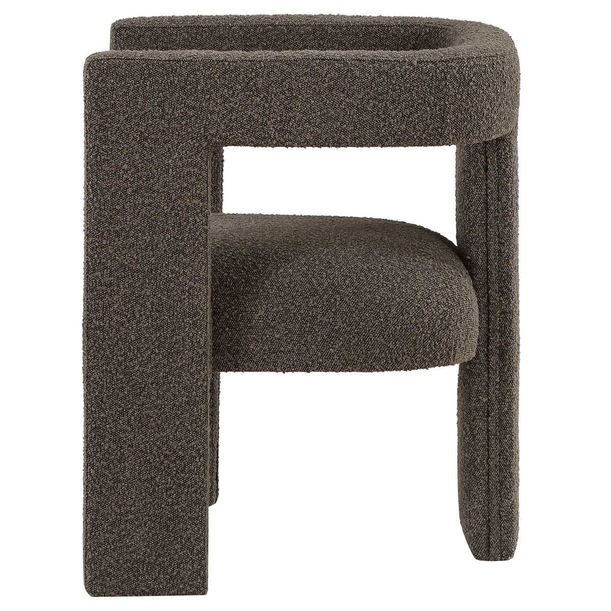 Hellen Accent Side Chair, Fully Upholstered Chocolate Brown Boucle Fabric  - BM318984