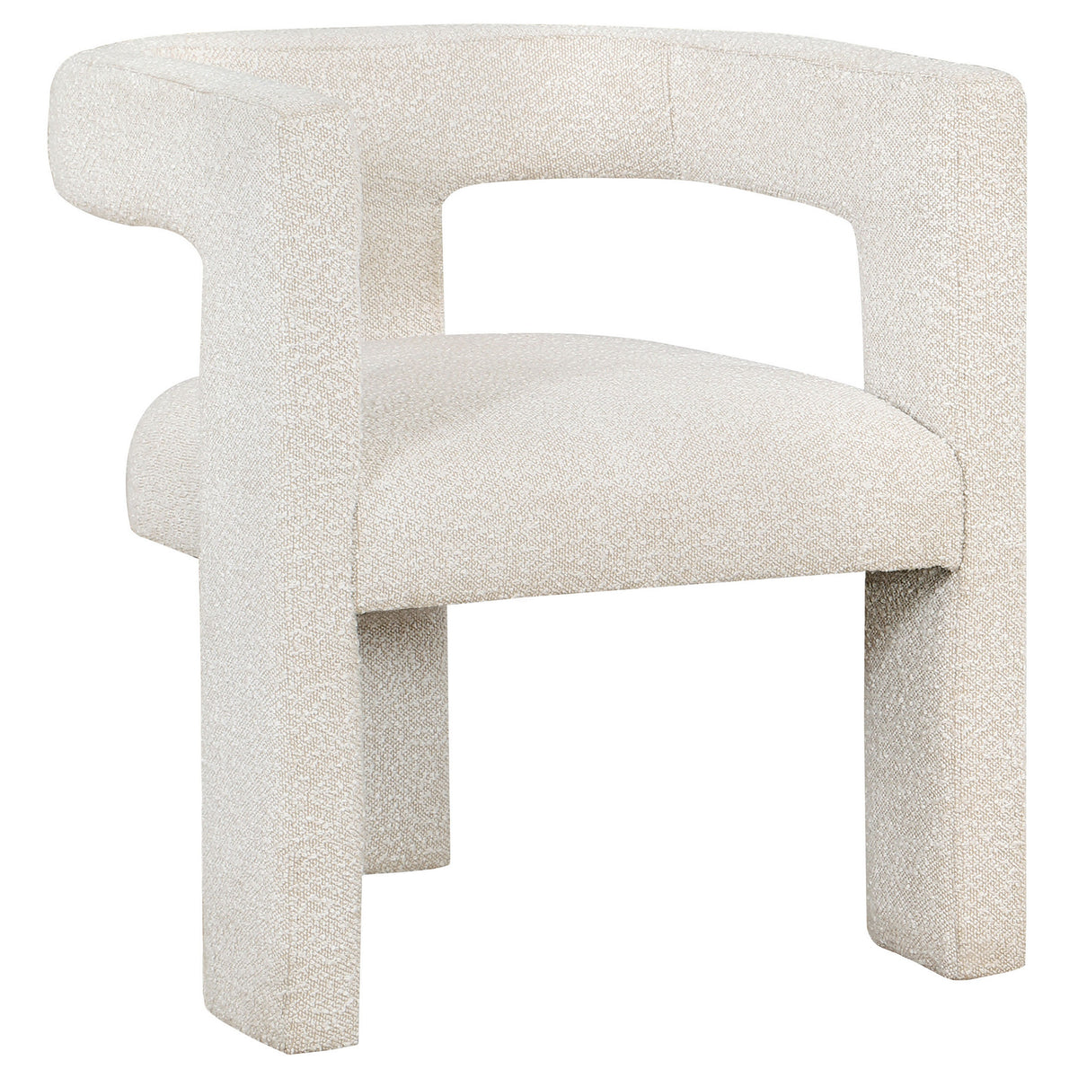 Hellen Accent Side Chair, Fully Upholstered in Soft White Boucle Fabric  - BM318985